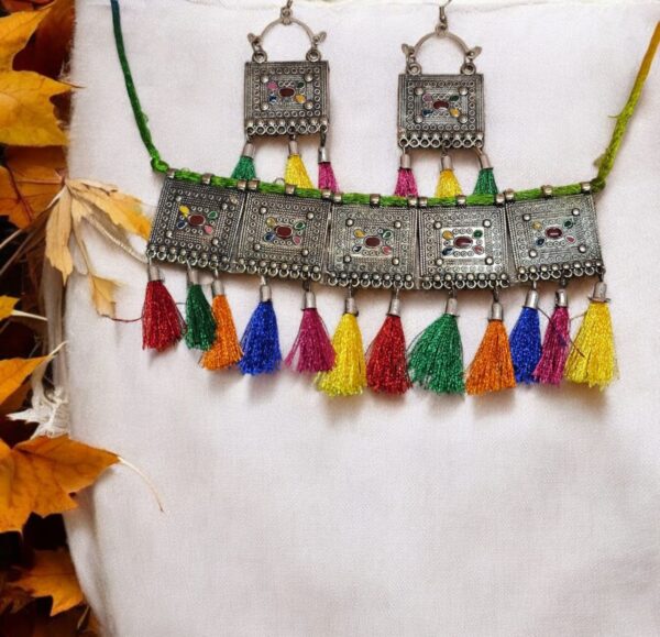 Metal Silver Multicolor Jewel Set  (Pack of 1)-RCJW2014