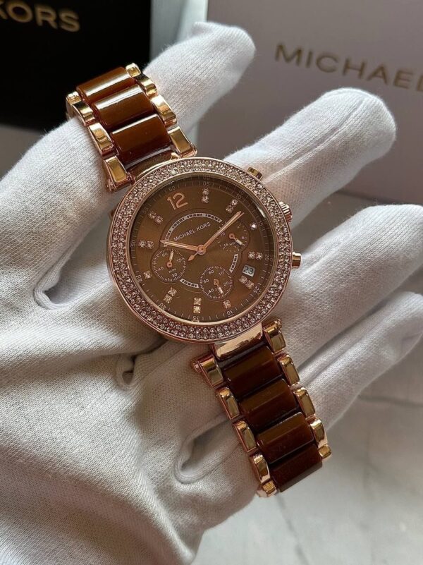 Michael Kors Luxury Brown & Gold Stylish Girls Watch-RCWT2045 - Image 4