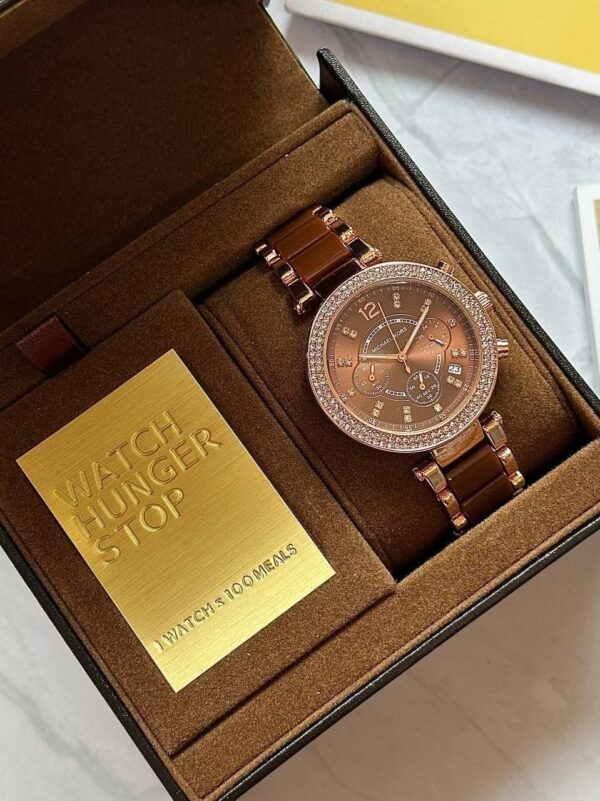 Michael Kors Luxury Brown & Gold Stylish Girls Watch-RCWT2045